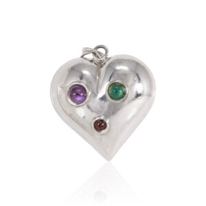 Vintage Sterling Silver Puffed Heart Pendant